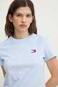 Бавовняна футболка Tommy Jeans блакитний DW0DW20153
