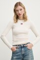 Tričko s dlouhým rukávem Tommy Jeans béžová DW0DW20178