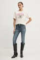 Tommy Jeans tricou din bumbac DW0DW20212 bej SS25
