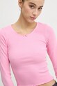 Tričko s dlhým rukávom Tommy Jeans ružová DW0DW20277