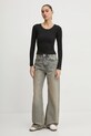 Tommy Jeans longsleeve DW0DW20277 negru SS25