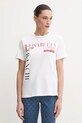 Elisabetta Franchi t-shirt bawełniany nadruk biały MA03651E2