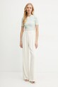 Elisabetta Franchi pulover din amestec de mătase MK55B51E2 turcoaz SS25