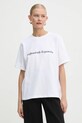 Victoria Beckham tricou din bumbac print alb 1125JTS006356A