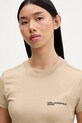 Βαμβακερό μπλουζάκι Karl Lagerfeld Jeans μπεζ A1W17004