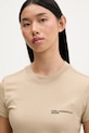 Βαμβακερό μπλουζάκι Karl Lagerfeld Jeans μπεζ A1W17004