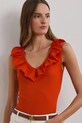 Бавовняний топ Lauren Ralph Lauren помаранчевий 200957654