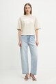 Памучна тениска Pinko 104604.A2CS бежов SS25