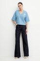 Pinko t-shirt bawełniany 104606.A2D0 niebieski SS25