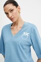 Pinko t-shirt bawełniany niebieski 104606.A2D0