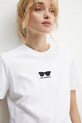 Bavlněné tričko Karl Lagerfeld bílá A1W17021