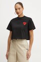 Bavlněné tričko Karl Lagerfeld kulatý černá A1W17074