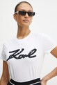 Bavlněné tričko Karl Lagerfeld bílá A1W17117
