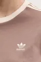 Бавовняний лонгслів adidas Originals 3-Stripes JC5773 коричневий