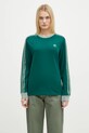 adidas Originals longsleeve din bumbac 3-Stripes cu modele verde JC5775