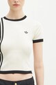 adidas Originals t-shirt KNITTED 3S TEE beżowy JJ0961