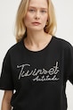 Twinset t-shirt bawełniany czarny 251AP2162