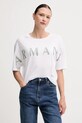 Bombažna kratka majica Armani Exchange Okrogel bela XW000520.AF10359