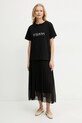 Liviana Conti t-shirt bawełniany L5SW76 czarny ZS25