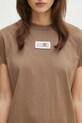 Pamučna majica MM6 Maison Margiela smeđa S52GC0326