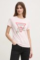 Бавовняна футболка Guess regular рожевий W5RI10.I3Z14