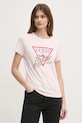 Guess tricou din bumbac imprimeu roz W5RI10.I3Z14