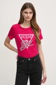 Бавовняна футболка Guess regular рожевий W5RI10.I3Z14
