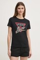 Guess tricou din bumbac imprimeu negru W5RI10.I3Z14