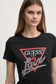 Guess tricou din bumbac negru W5RI10.I3Z14