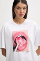 Памучна тениска Fiorucci Lollipop Mouth Print Boxy T-Shirt бял U02SPTSH103CJ01WH09