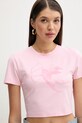 Памучна тениска Fiorucci Cupid Print Cropped T-Shirt розов W02SPTSH094CJ03PN02