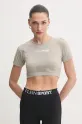 PLEIN SPORT t-shirt z elastanem beżowy SAEC.WTK3566.STE003N