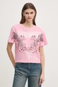 Хлопковая футболка Guess хлопок розовый W5RI13.K6XN4