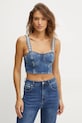 Džínsový top Guess KETY modrá W5RH03.D5ACC