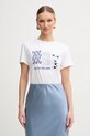 Marella t-shirt bawełniany Emme by Marella nadruk biały 2515971071