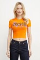 Tričko Versace Jeans Couture nášivka oranžová 78HAHC05.CJ02C
