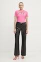 Bavlnené tričko Versace Jeans Couture 78HAHE02.CJ00E ružová SS25