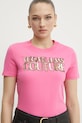 Bavlnené tričko Versace Jeans Couture ružová 78HAHE02.CJ00E