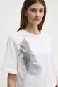 Sisley t-shirt bawełniany beżowy 3I1XL106R