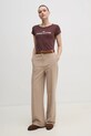 Sisley tricou din bumbac 3I1XL106Q maro SS25