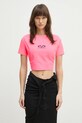 Футболка VETEMENTS Oval Logo Cropped Fitted круглий виріз рожевий WA66TR700H