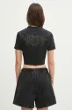 Îmbrăcăminte VETEMENTS tricou Drip Metal Cropped Fitted WA66TR730B negru