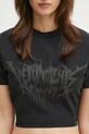 VETEMENTS t-shirt Drip Metal Cropped Fitted czarny WA66TR730B
