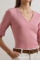 Памучна тениска Lauren Ralph Lauren розов 200815843