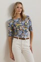 Bavlněná halenka Lauren Ralph Lauren slim modrá 200963890