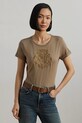 Μπλουζάκι Lauren Ralph Lauren στρογγυλό καφέ 200963905