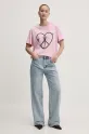 Moschino Jeans t-shirt bawełniany 0709.3229 różowy SS25