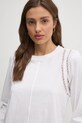 Бавовняний лонгслів Dkny білий DJ4T1336