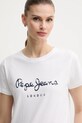 Ρούχα Βαμβακερό μπλουζάκι Pepe Jeans VAL PL506028 λευκό