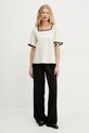 Βαμβακερό μπλουζάκι Weekend Max Mara 2515941062600 μπεζ SS25